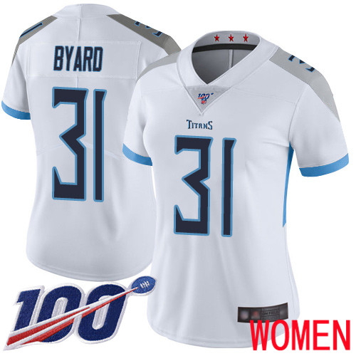 Tennessee Titans Limited White Women Kevin Byard Road Jersey NFL Football #31 100th Season Vapor Untouchable->women nfl jersey->Women Jersey
